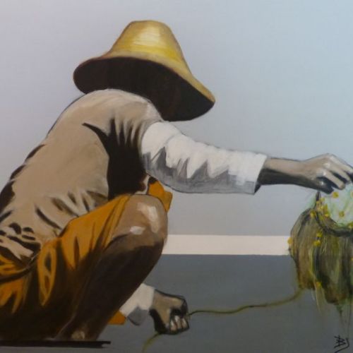 Pécheur au filet 100 x 80