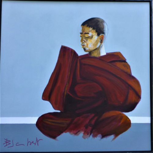 Moine au portable 60 x 80