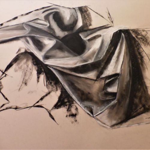 Fusain, carré conté sur calque